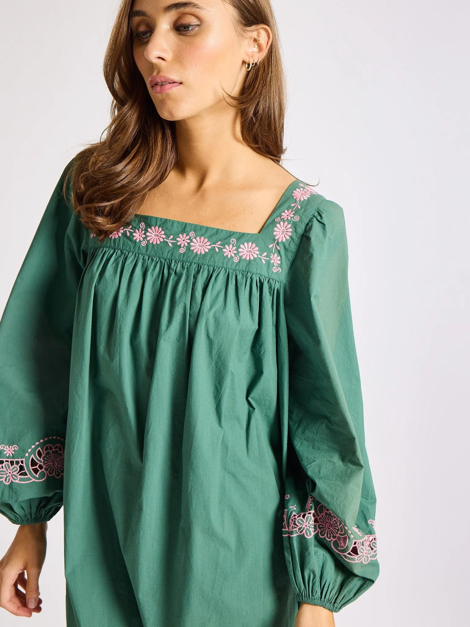 Lovina Dress in Palm Eyelet