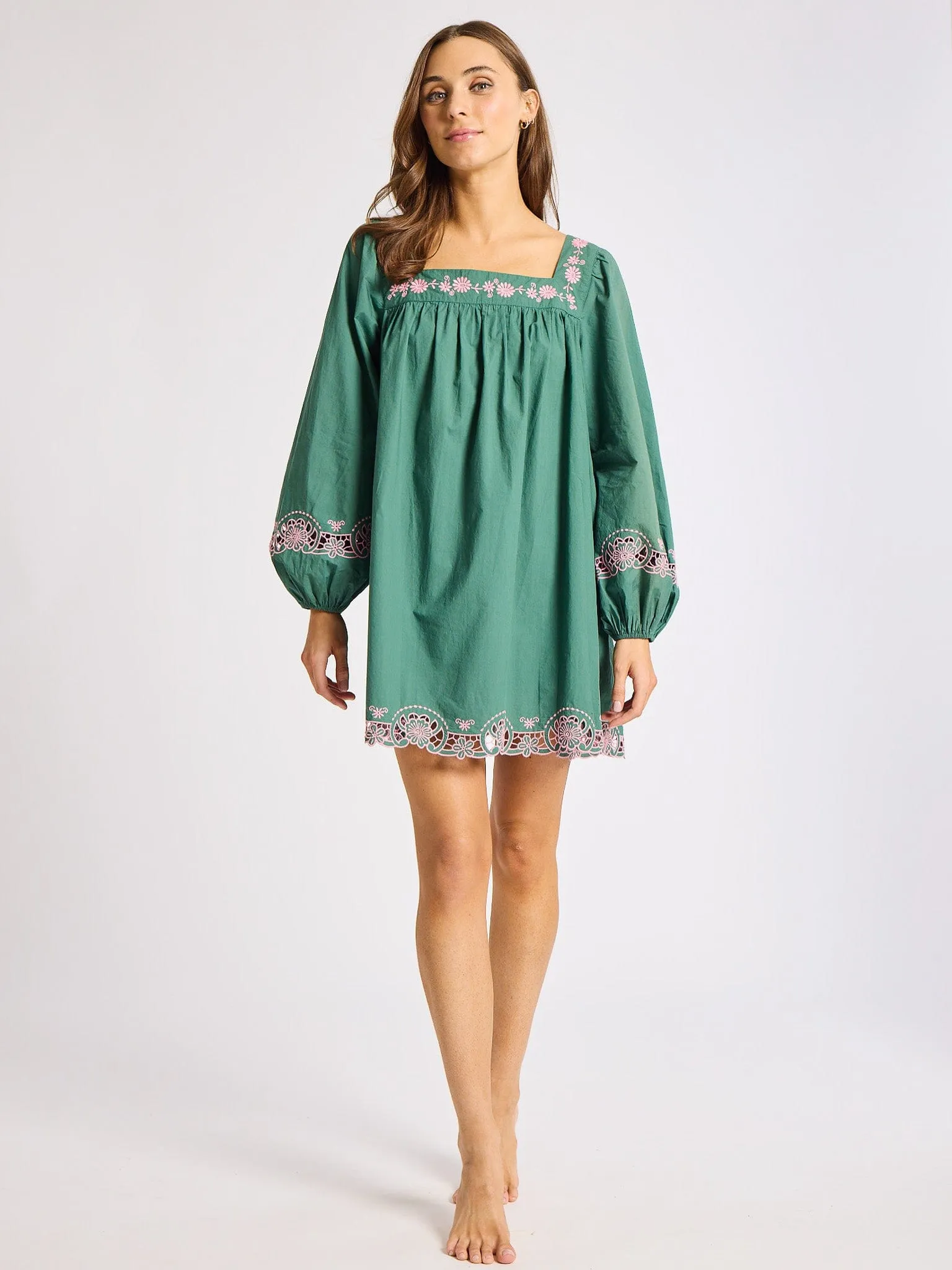 Lovina Dress in Palm Eyelet