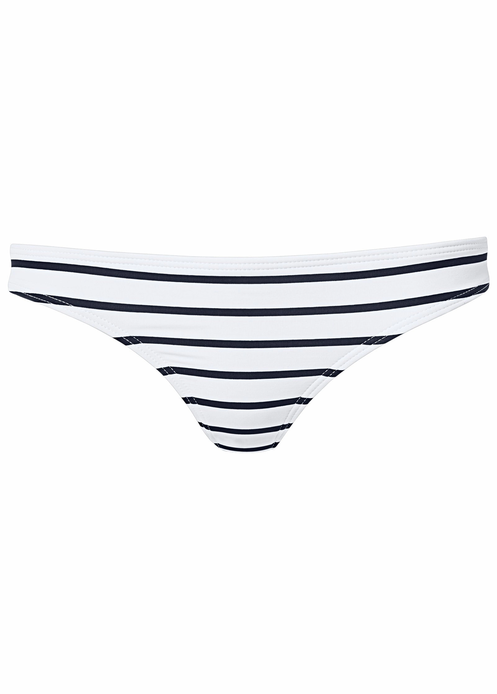 Low-Rise Bikini Bottom - White & Black Stripe