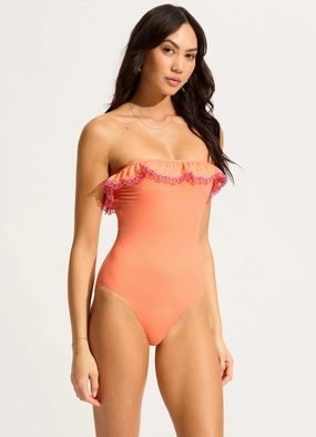 Lucia Bandeau One Piece - Melon slimming one piece swimsuits, fashionable one piece suits