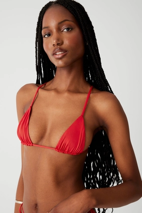 Lumia Triangle Bikini Top - True Red beach bikini styles for women, modern cut swim bikinis