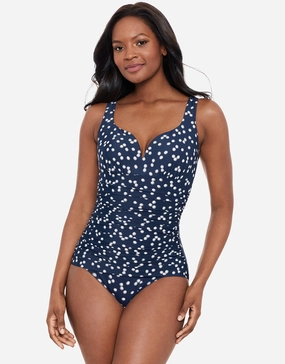 Luminaire Cherie Swimsuit - Navy Spot tummy control swimwear women, slimming swimsuits