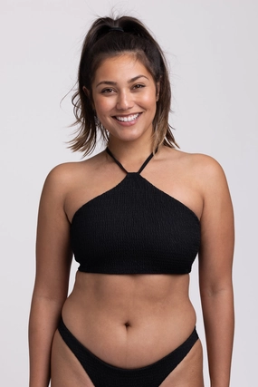 Luna Smocked Bikini Top - Black inclusive swimwear styles, all season swimwear options