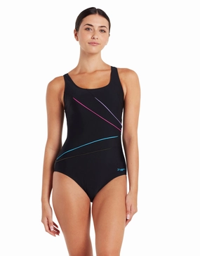Macmasters Scoopback Swimsuit - Black/Multicolour zoggs swimwear for women, zoggs goggles and swimsuits