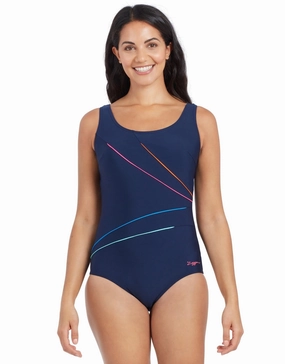 Macmasters Scoopback Swimsuit - Navy/Multicolour zoggs swimwear for women, zoggs goggles and swimsuits