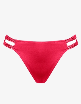 Macrame Love Double Strap Bikini Pant - Luscious Red adjustable swim bottoms women, flattering bikini bottoms