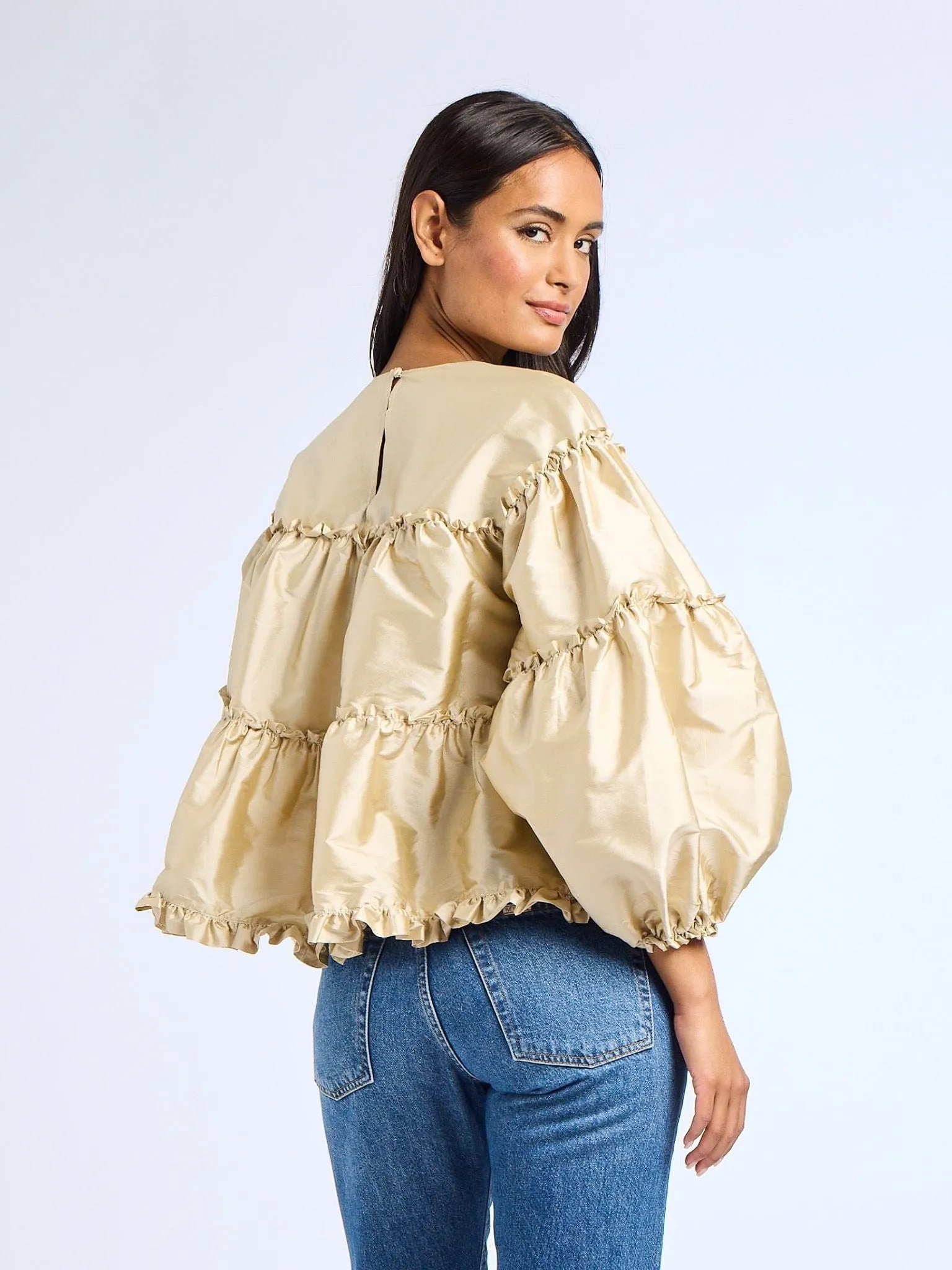 Mae Top in Almond Taffeta