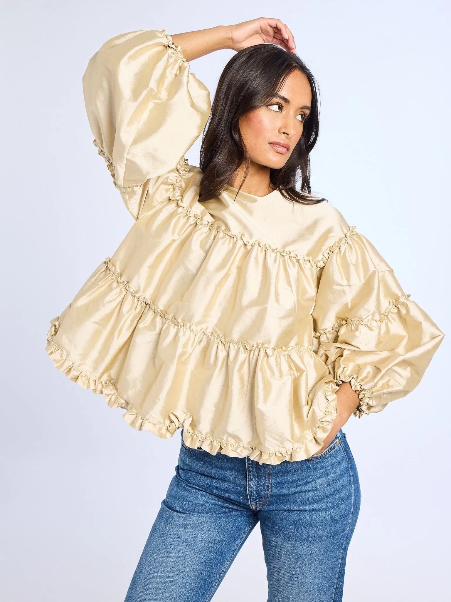 Mae Top in Almond Taffeta