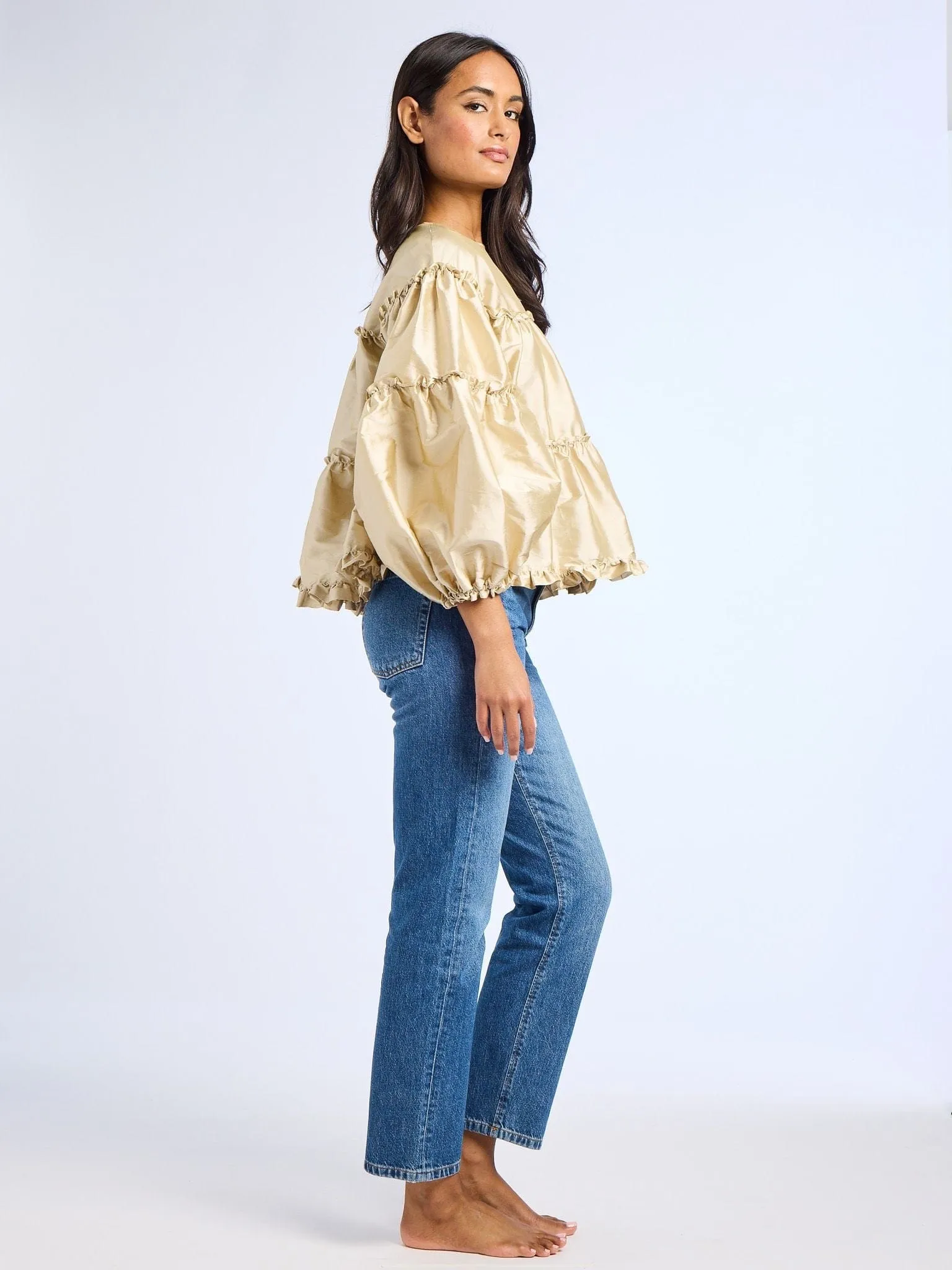 Mae Top in Almond Taffeta