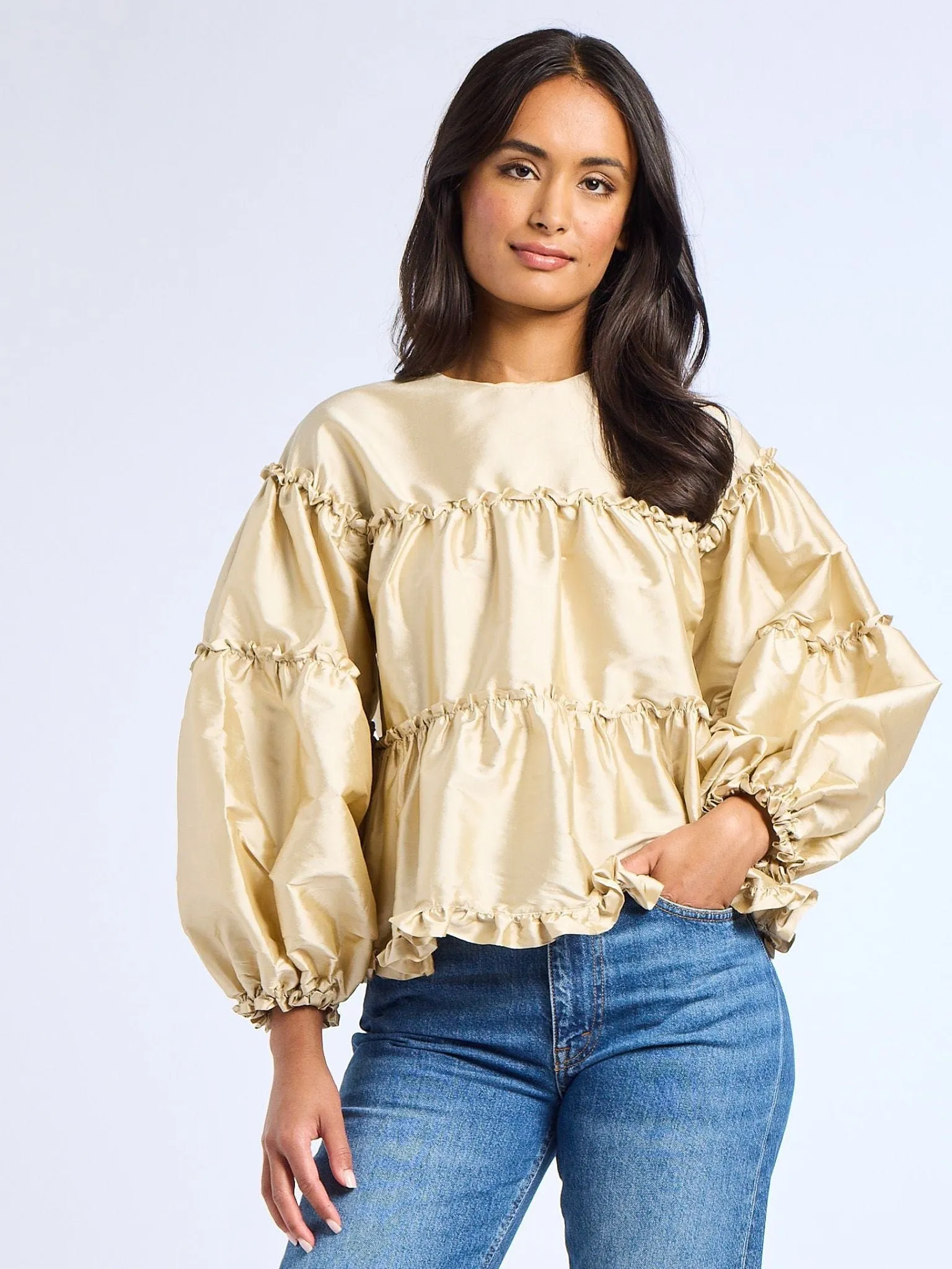 Mae Top in Almond Taffeta