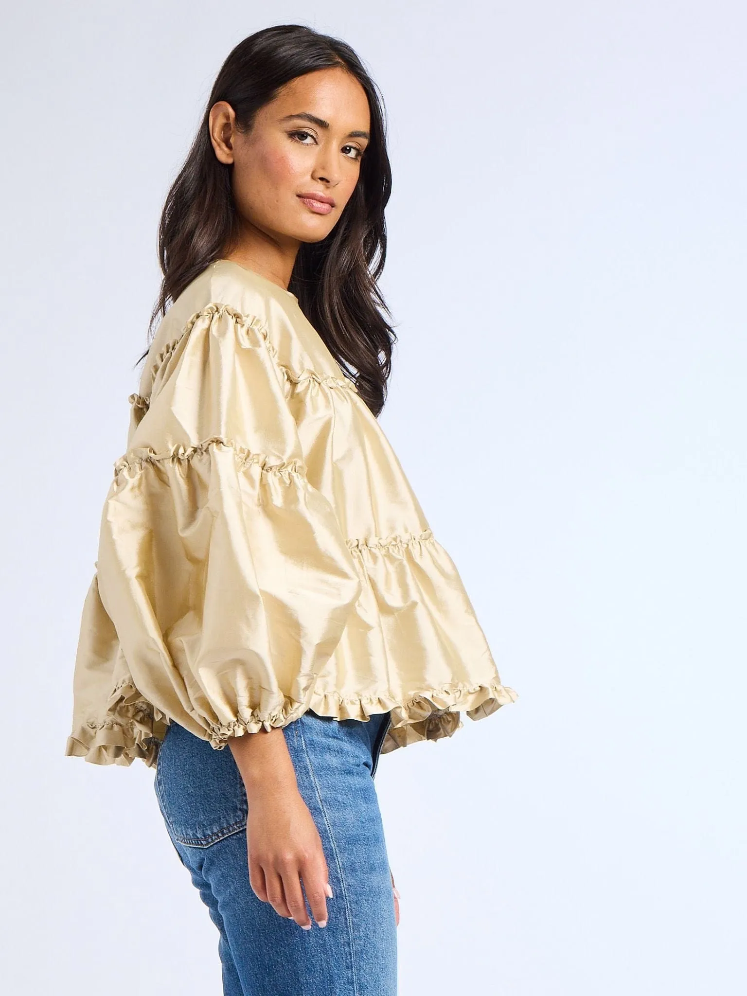 Mae Top in Almond Taffeta