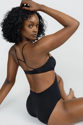 Malia One Piece Full Coverage - Black soft fabric swimwear women, resort swimwear for ladies