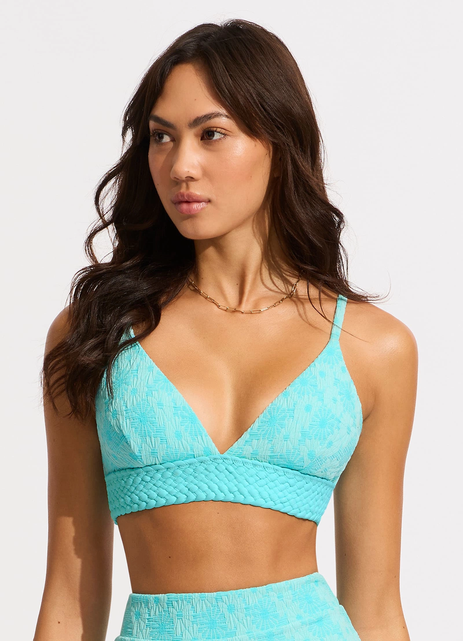 Marloe Banded Bralette Bikini Top - Atoll Blue