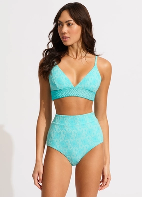 Marloe Banded Bralette Bikini Top - Atoll Blue two-piece bikinis for women, trendy bikinis for beachwear