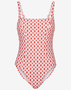 Marrakesh Tie Back One Piece Swimsuit - Red/White pool-ready swimwear for women, trendy swimwear collection