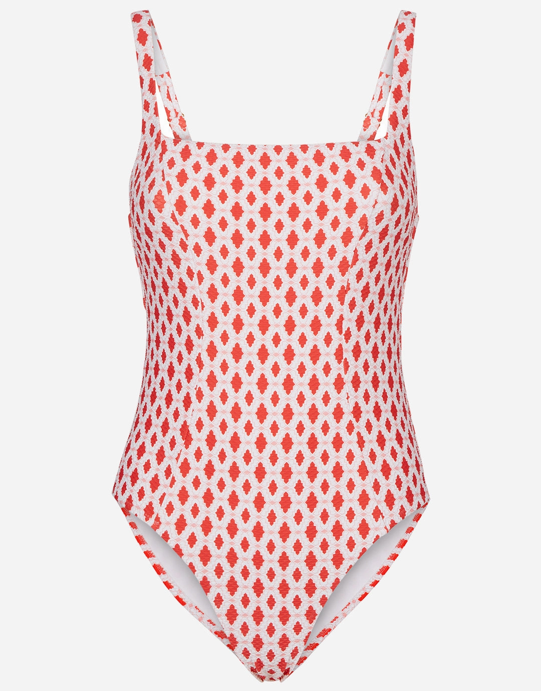 Marrakesh Tie Back One Piece Swimsuit - Red/White pool-ready swimwear for women, trendy swimwear collection