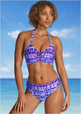 Maui Full Coverage Bottom - Blurred Leopard Stripe modest swim bottoms women, comfortable bikini bottoms