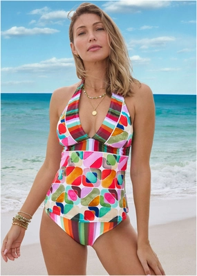 Maui Full Coverage Bottom - Painterly Stripe modest swim bottoms women, comfortable bikini bottoms