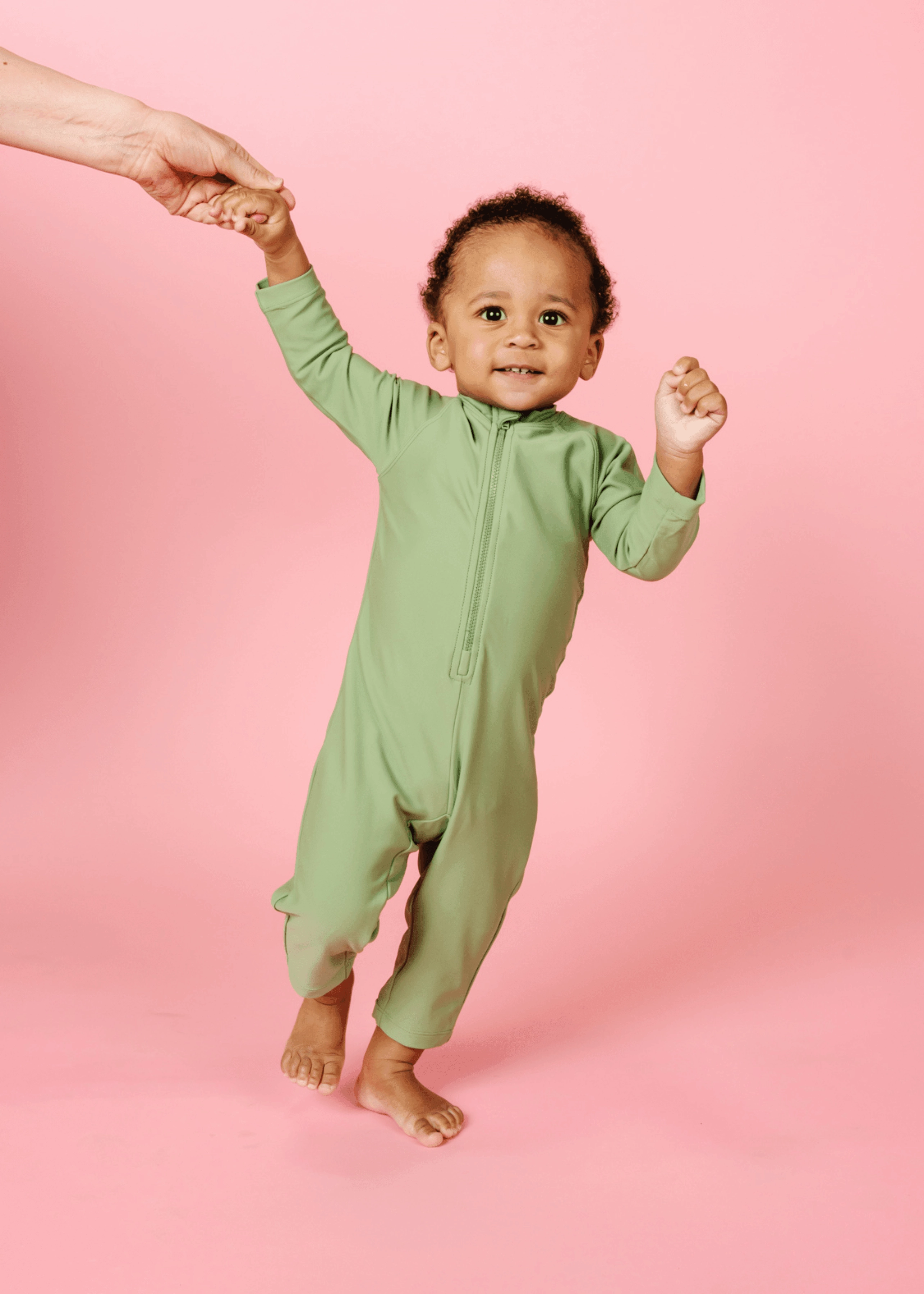 Meadow Green | Baby Rashguard One-Piece (Unisex) girls full coverage swimwear, kids swimwear for pool
