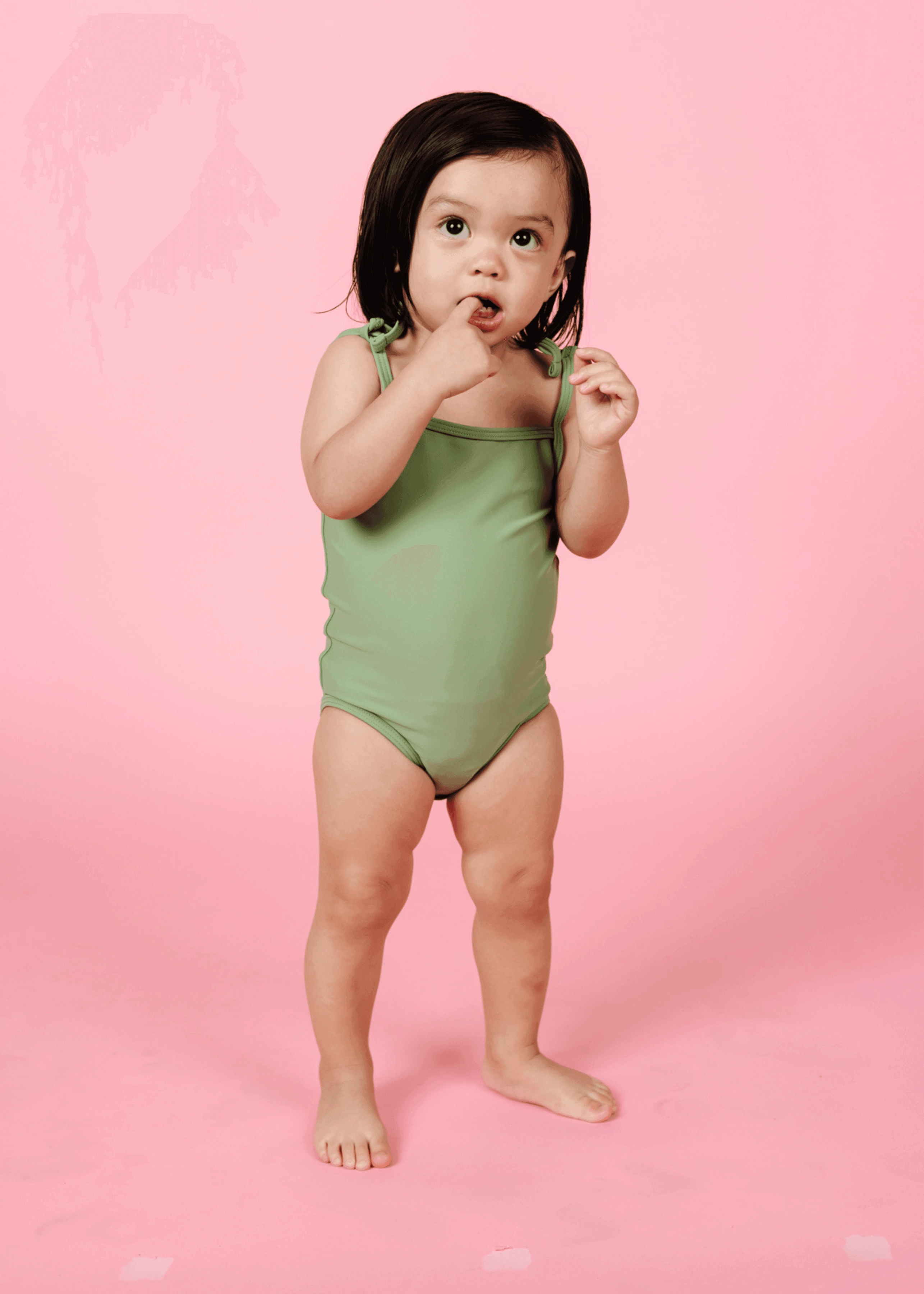 Meadow Green | Baby Simply One-Piece girls full coverage swimwear, kids swimwear for pool