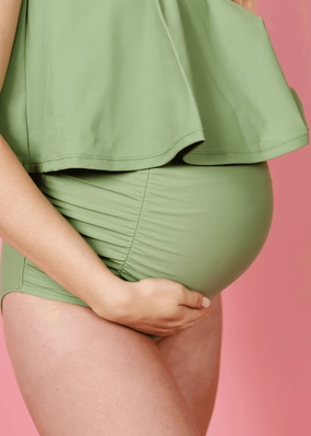 Meadow Green | Maternity Bottoms elastic waistband swim bottoms, mix-and-match bikini bottoms