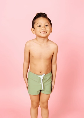 Meadow Green | Mini Euro Shorts boys summer swimwear, boys rash guard swim sets
