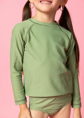 Meadow Green | Mini Rashguard Top (Unisex) boys summer swimwear, boys rash guard swim sets
