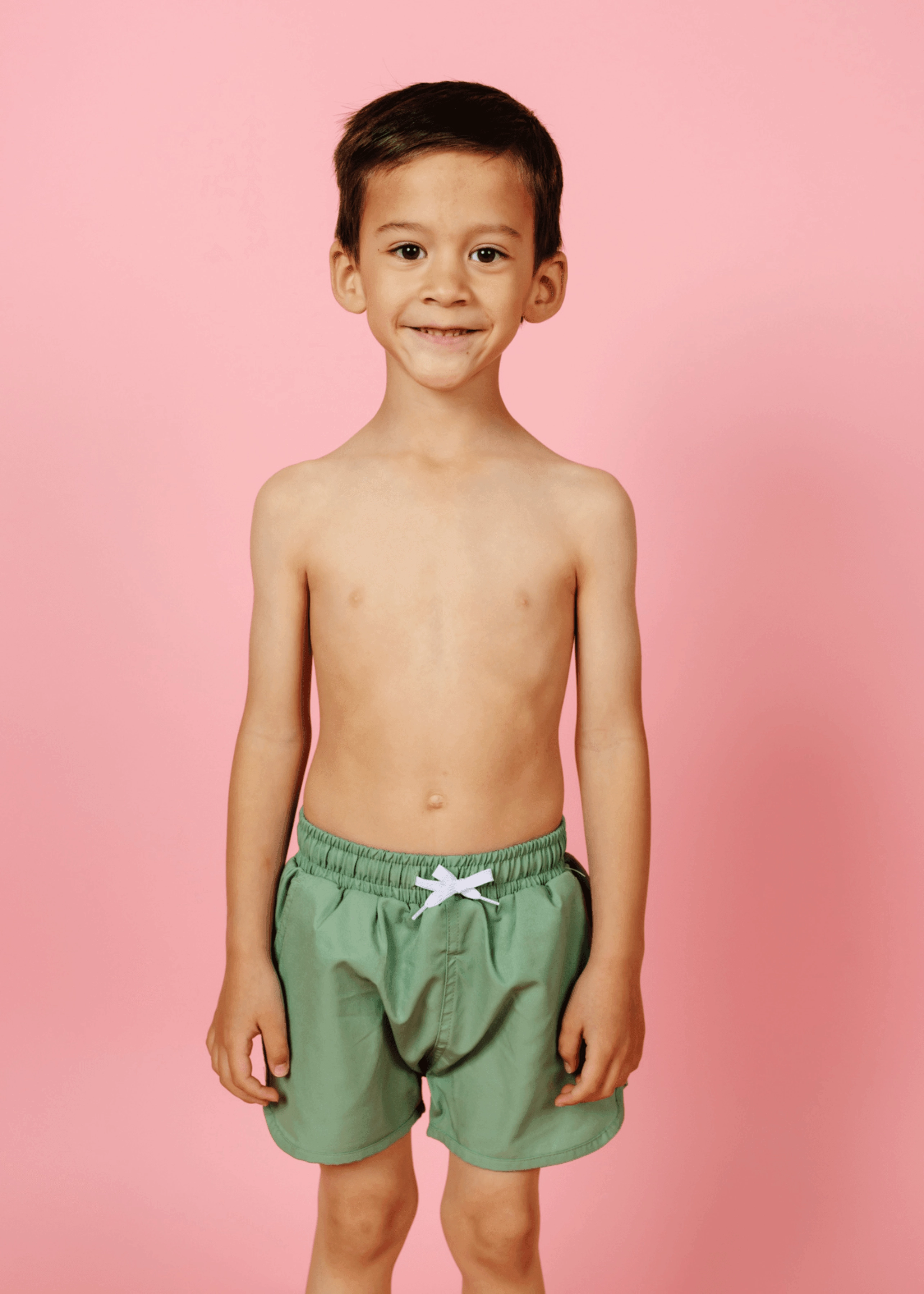 Meadow Green | Mini Retro Shorties boys summer swimwear, boys rash guard swim sets