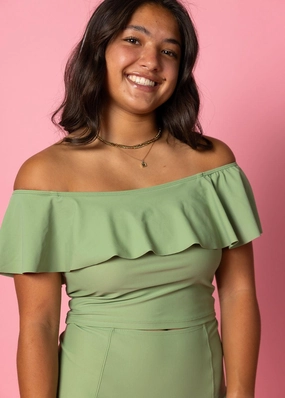 Meadow Green | Ruffled Around Top tankini swim tops, adjustable bikini tops