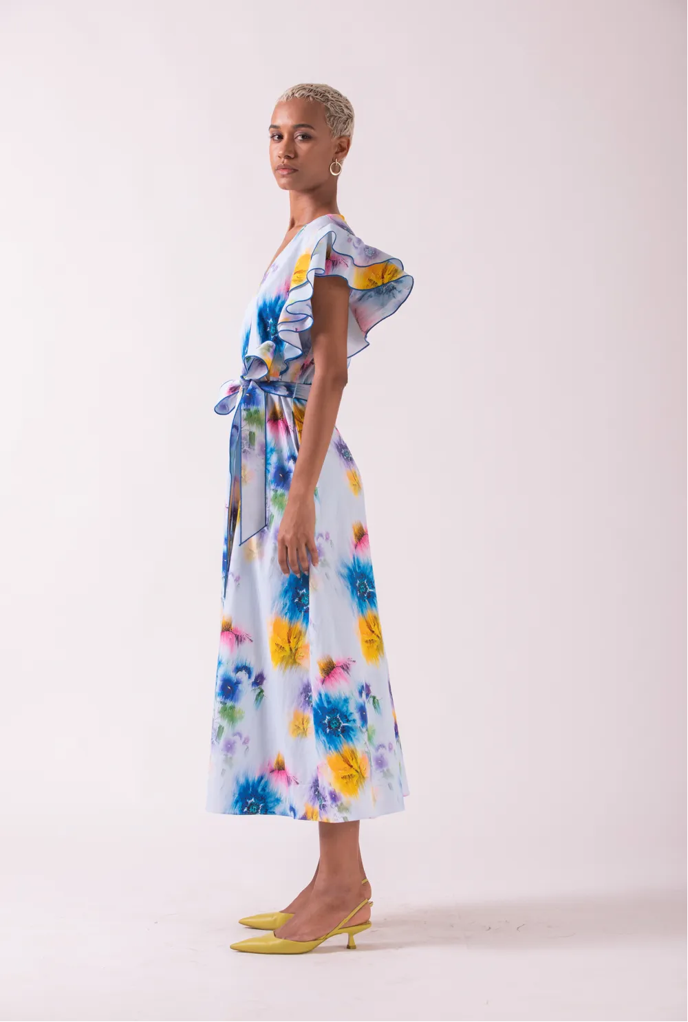 Meaghan Midi Dress in Blue Sky Floral