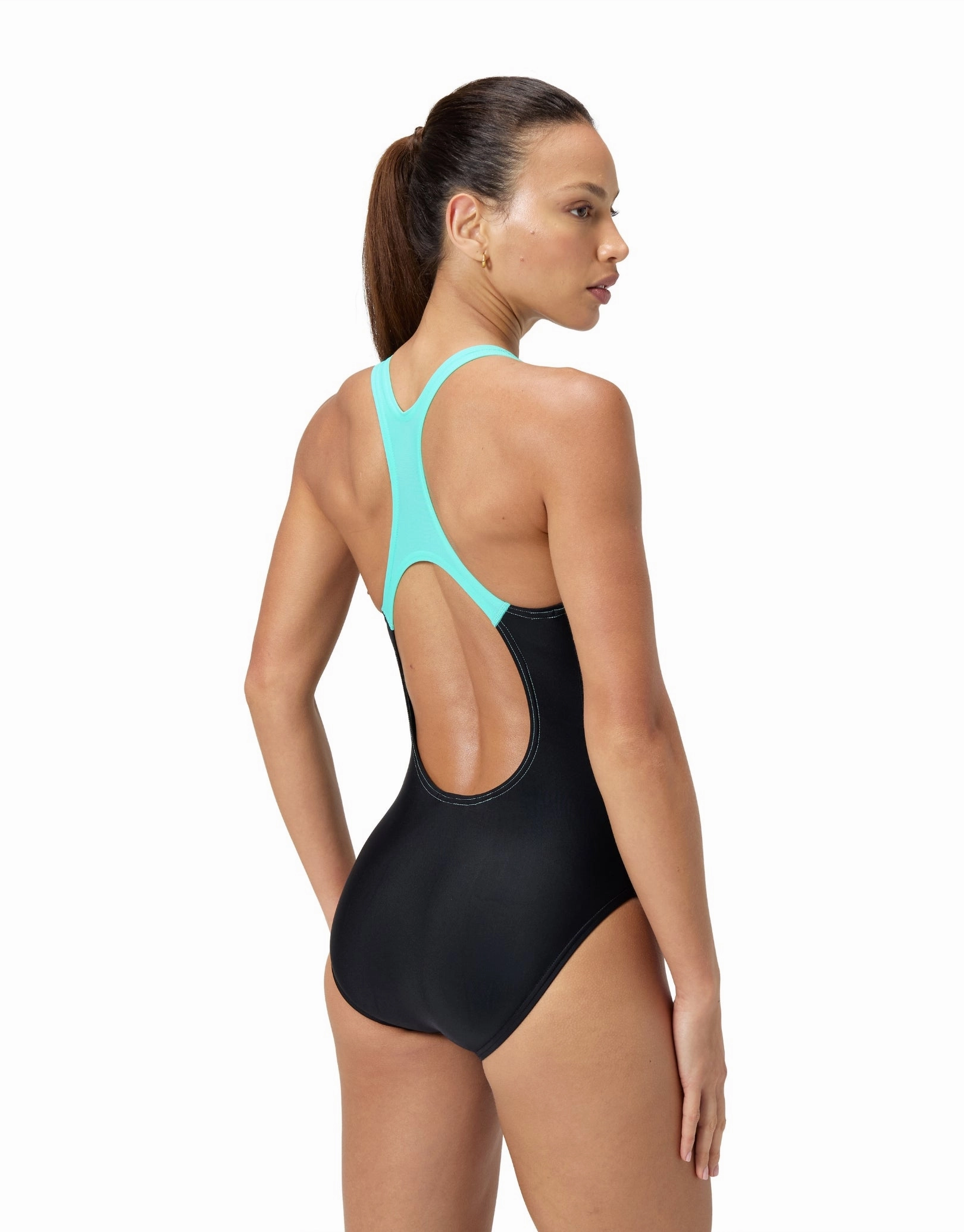 Medley Logo Medalist Swimsuit - Black/Aquamarine Blue