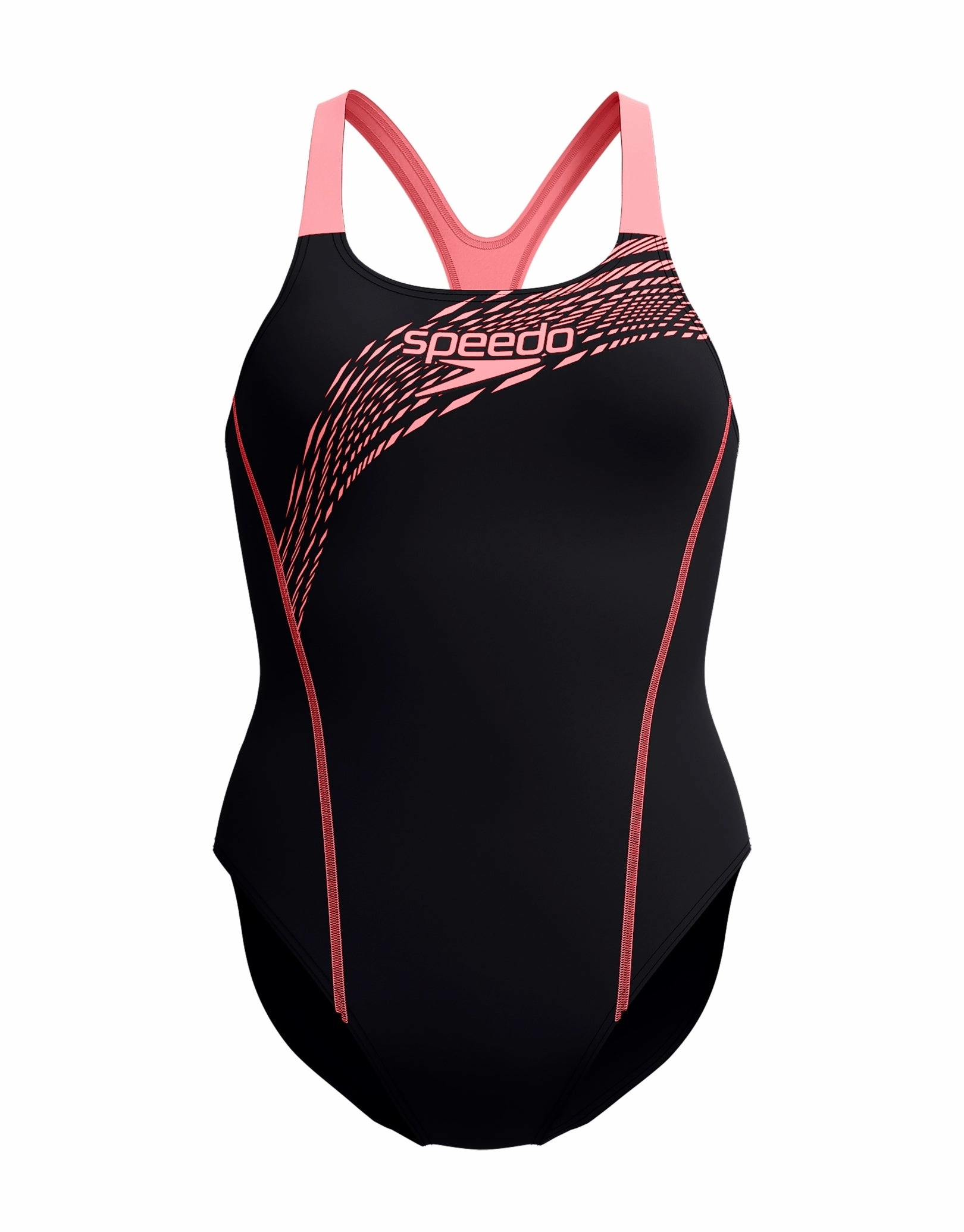 Medley Logo Medalist Swimsuit - Black/Coral Orange