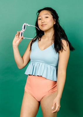 Melon | Cut High Bottoms elastic waistband swim bottoms, mix-and-match bikini bottoms