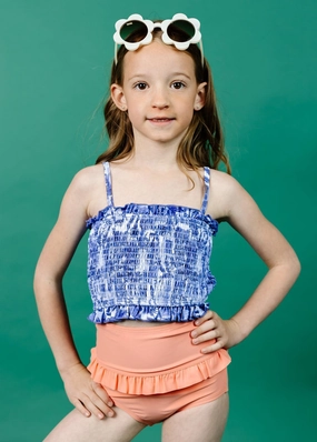 Melon | Mini Mid-Ruffle Bottoms girls full coverage swimwear, kids swimwear for pool