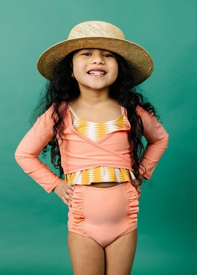 Melon | Mini Wrap Top Rashguard girls full coverage swimwear, kids swimwear for pool