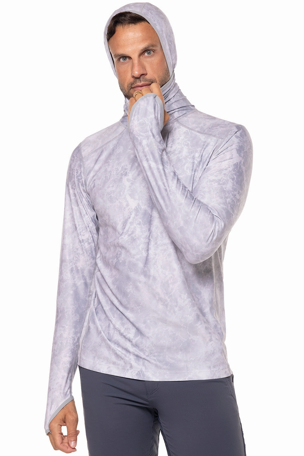 Men's Andros Fishing Hoodie | Grey Water Print