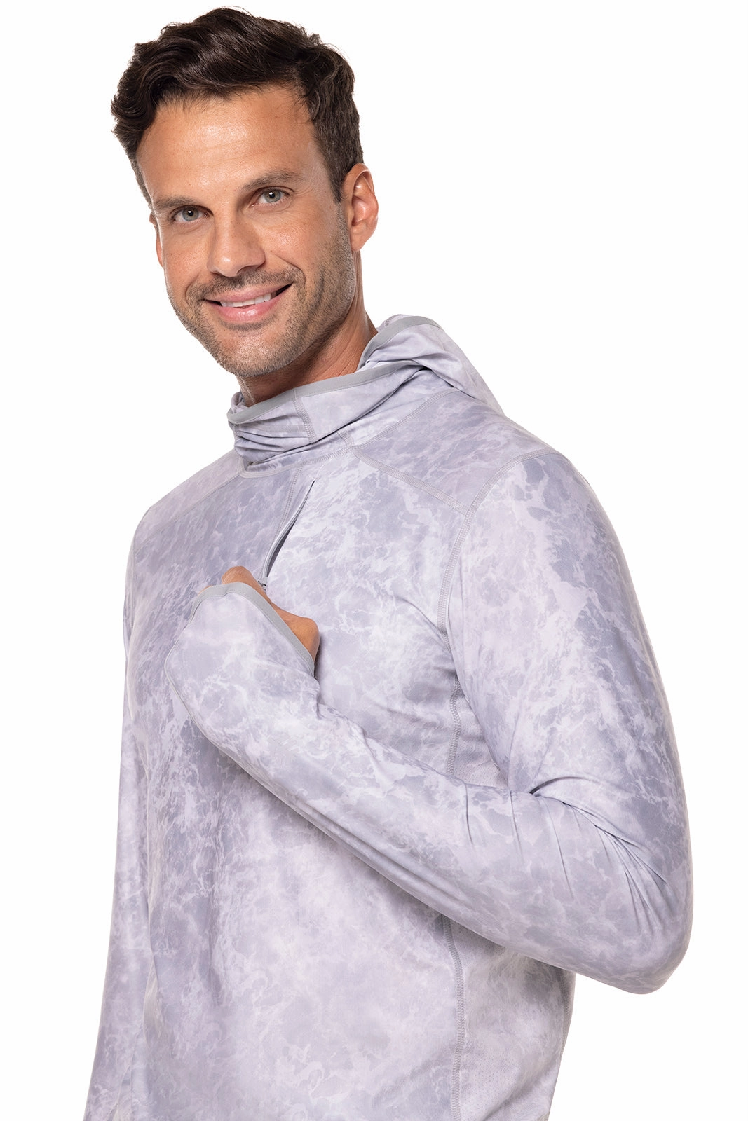 Men's Andros Fishing Hoodie | Grey Water Print