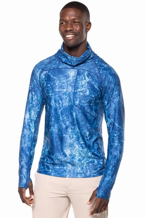Men's Andros Fishing Tee | Blue Water Print men's full coverage swimwear, casual swimwear for men