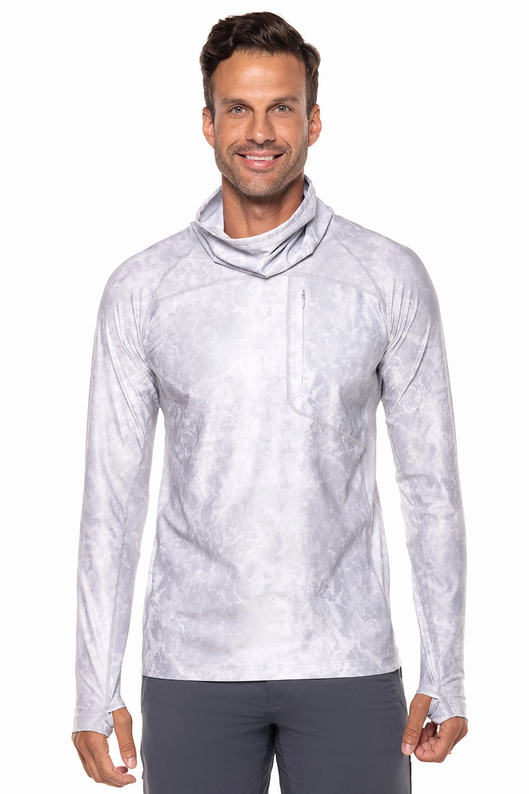 Men's Andros Fishing Tee | Grey Water Print men's full coverage swimwear, casual swimwear for men