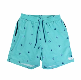 Men's Aruba With Golf Carts Swim Shorts In Blue mens full coverage swimwear, stylish mens swim trunks