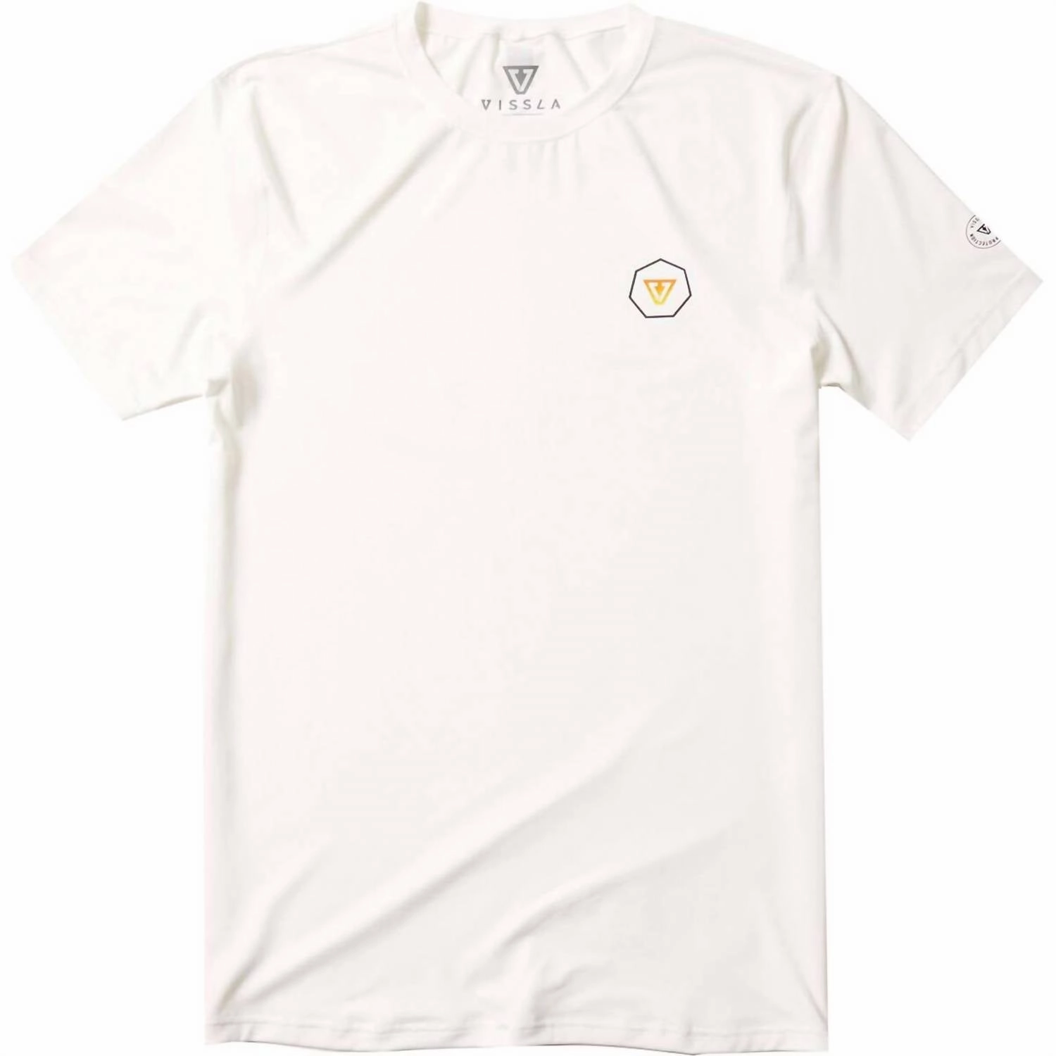 Men's Easy Seas Short Sleeve Rashguard In White mens full coverage swimwear, stylish mens swim trunks