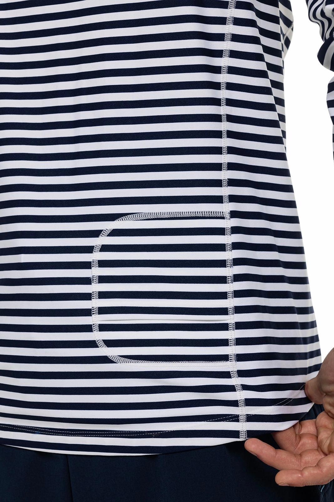 Men's Hightide Long Sleeve Swim Shirt | White/Navy Stripe