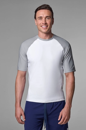 Men's Hightide Short Sleeve Swim Shirt | Colorblock Slate men's full coverage swimwear, casual swimwear for men