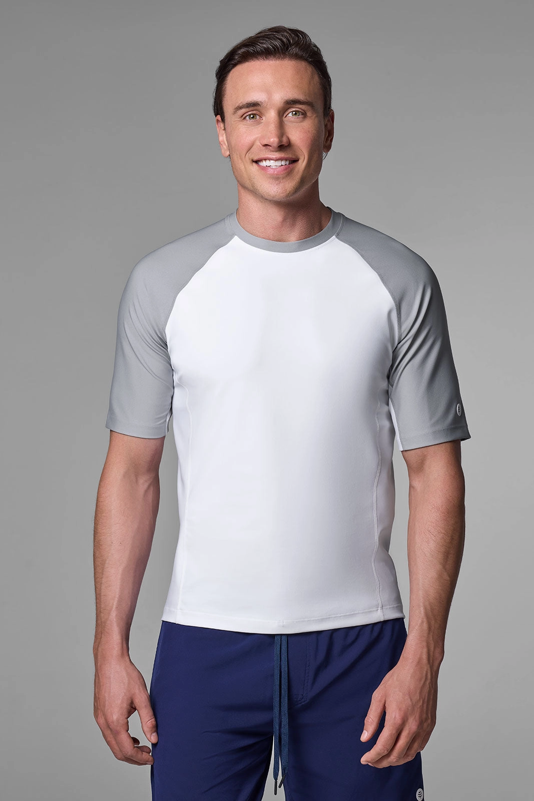 Men's Hightide Short Sleeve Swim Shirt | Colorblock Slate men's full coverage swimwear, casual swimwear for men