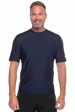 Men's Hightide Short Sleeve Swim Shirt | Navy men's full coverage swimwear, casual swimwear for men