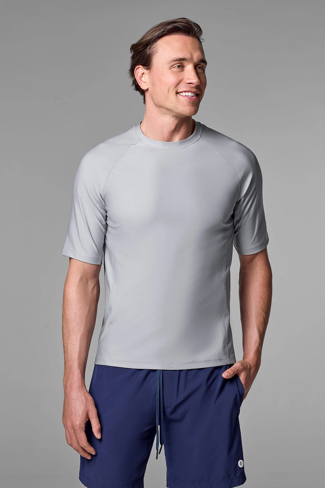 Men's Hightide Short Sleeve Swim Shirt | Slate men's full coverage swimwear, casual swimwear for men