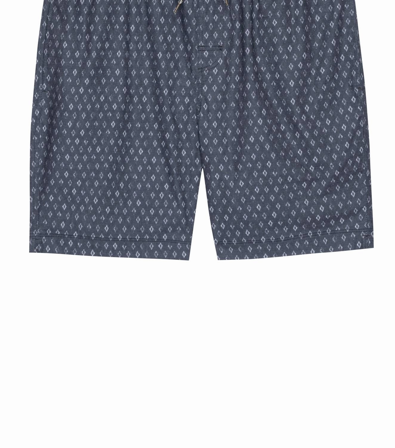 Men's Kian Short In Diamond Block Navy mens full coverage swimwear, stylish mens swim trunks
