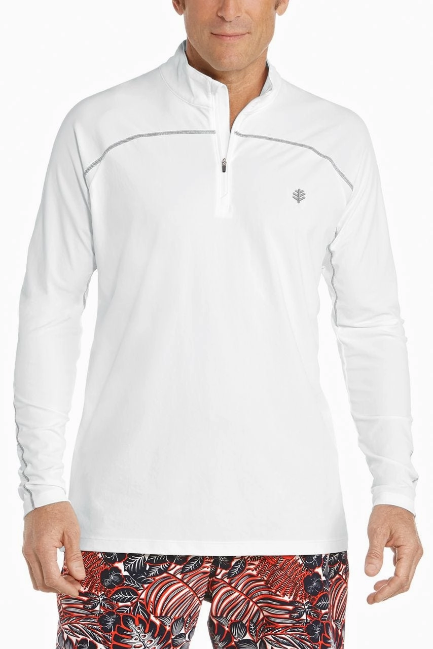 Men's Nocona Zip Rash Guard | White men's full coverage swimwear, casual swimwear for men