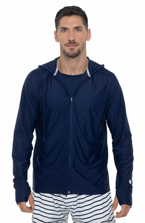 Men's Ocala Swim Hoodie | Navy men's full coverage swimwear, casual swimwear for men