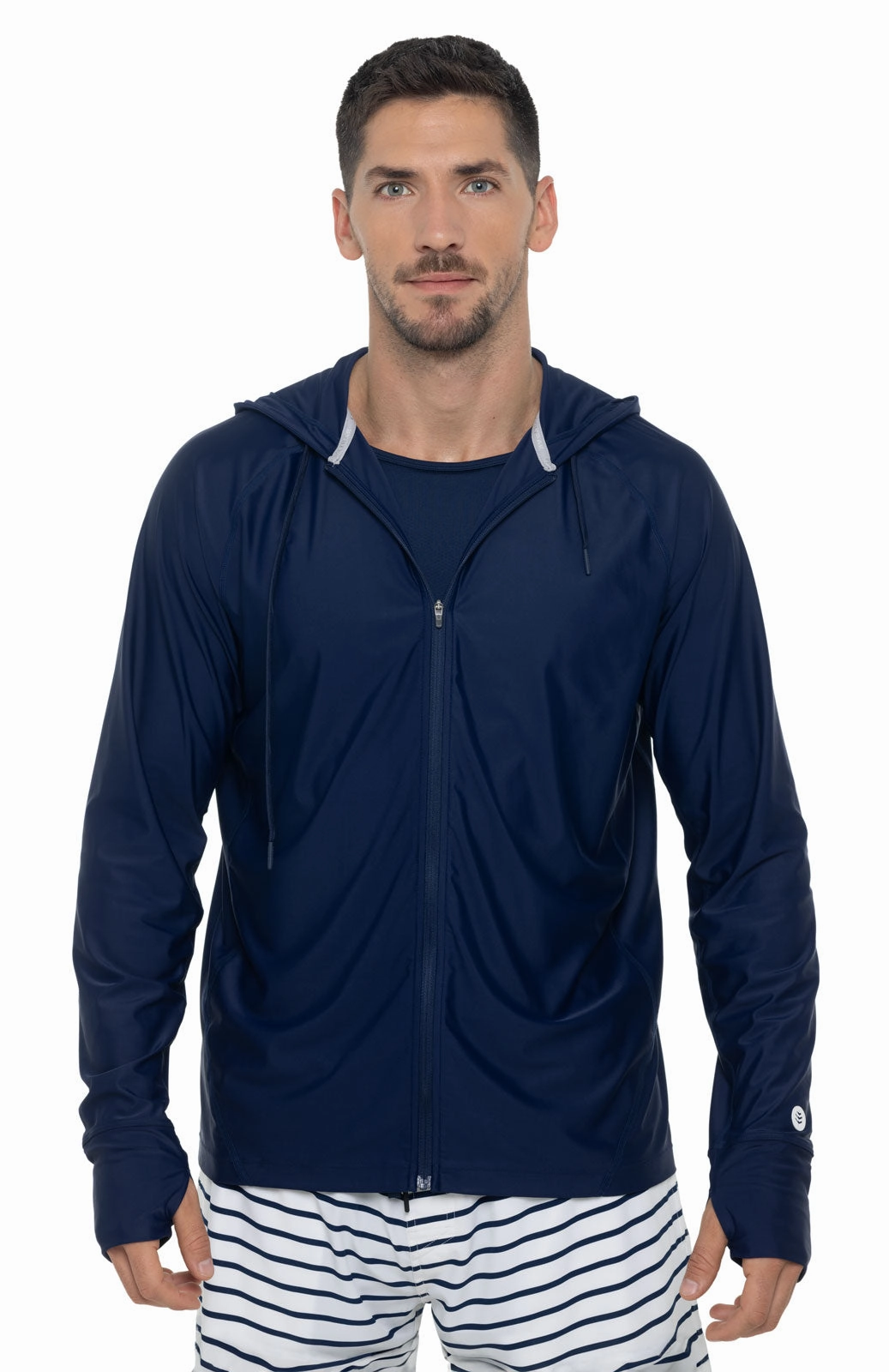 Men's Ocala Swim Hoodie | Navy men's full coverage swimwear, casual swimwear for men